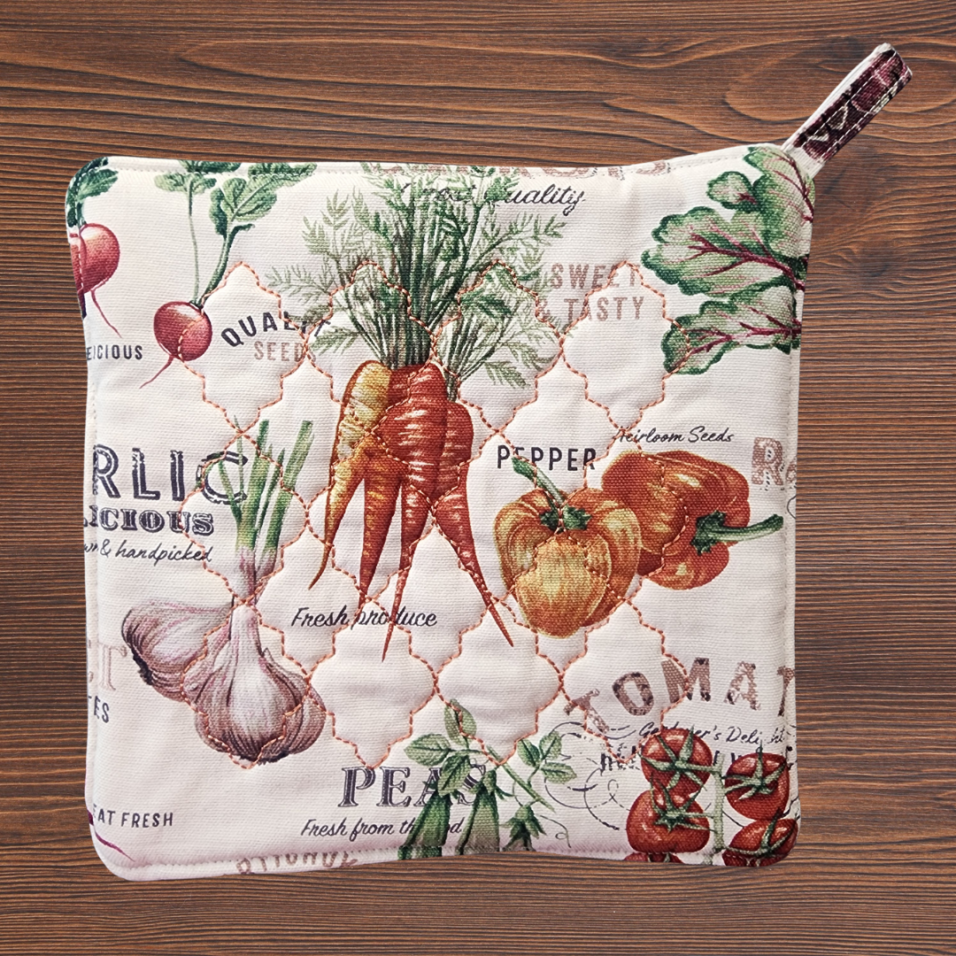 Embroidered Vegetable Pot Holder