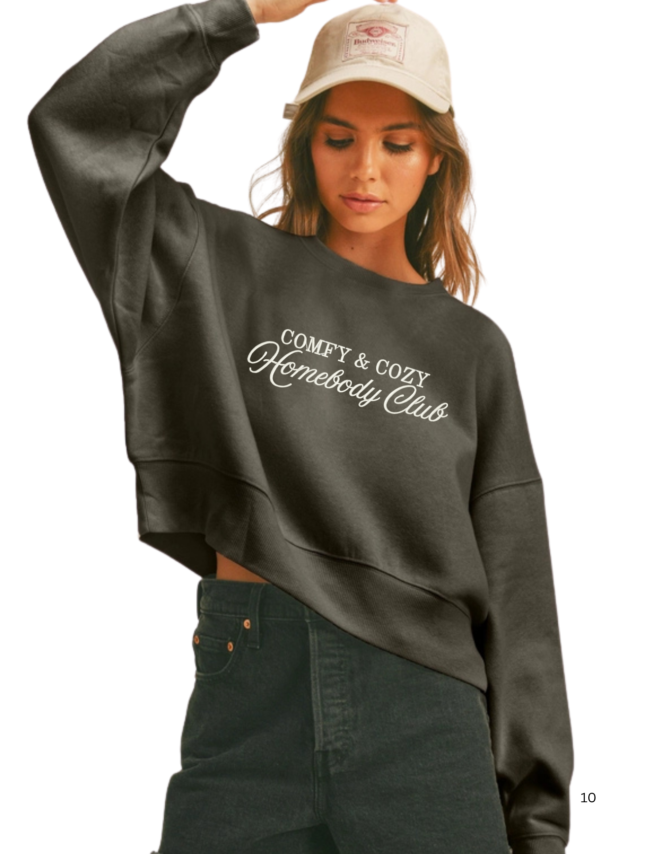Homebody-Embroidered Cropped Sweatshirt