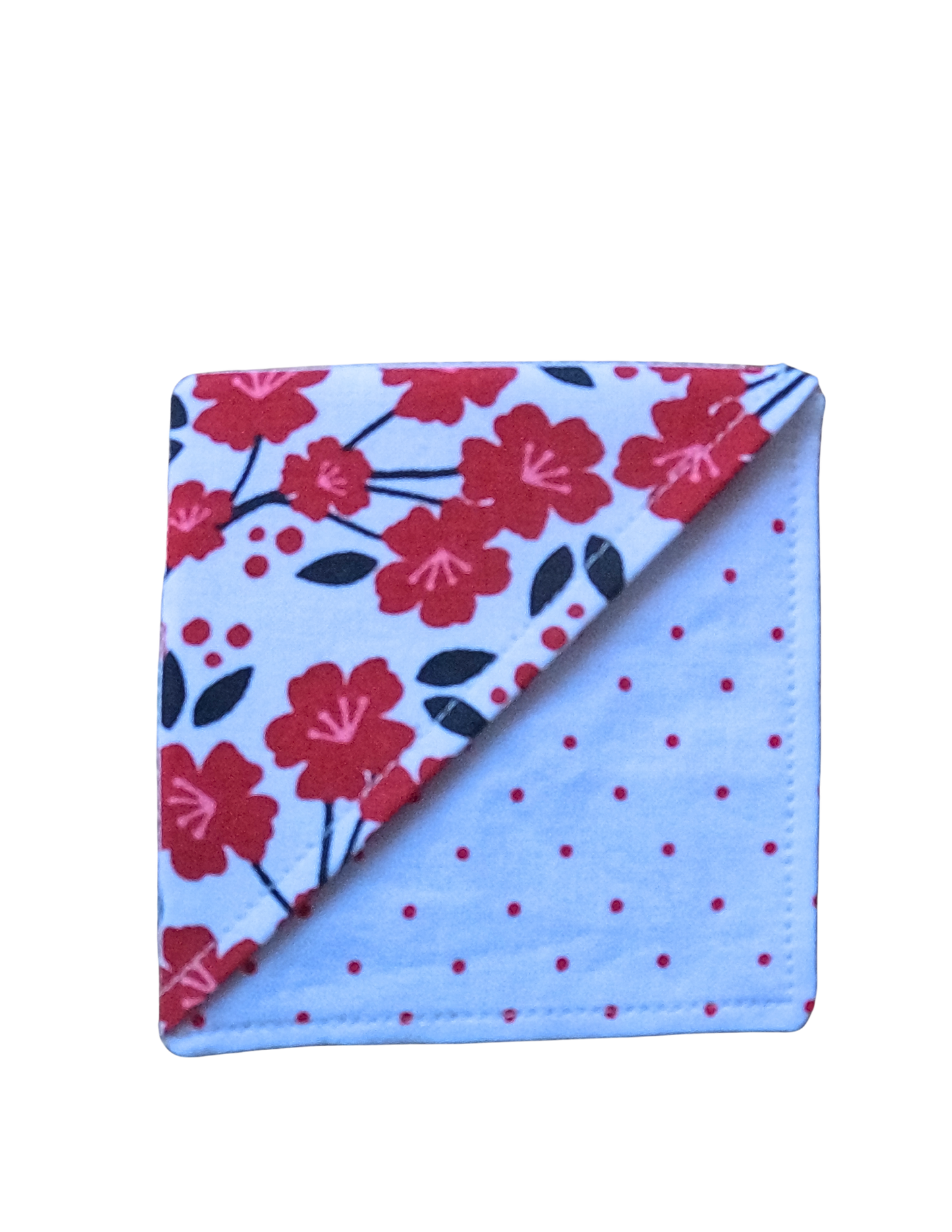 Red Flowers and Polka Dot-Fabric Bookmark