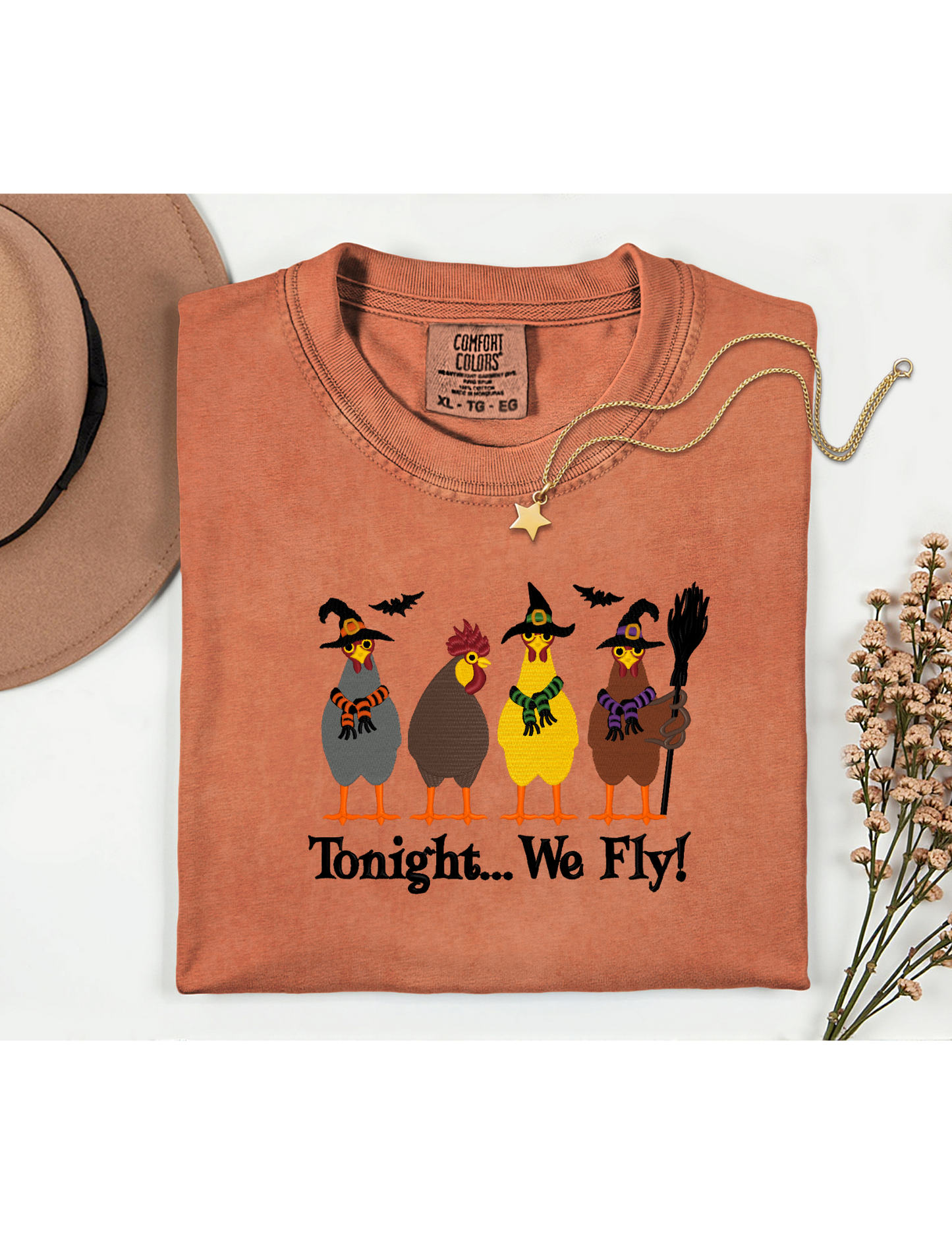 Embroidered Witch Chickens