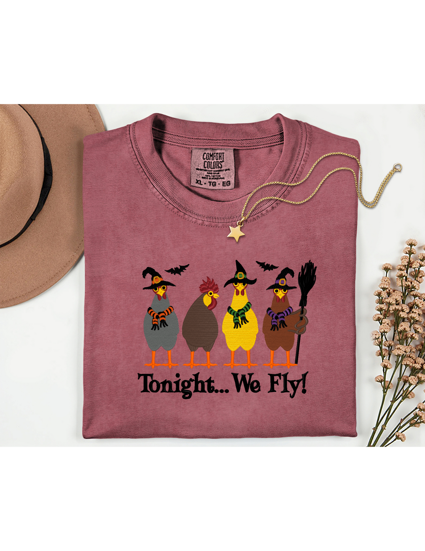 Embroidered Witch Chickens