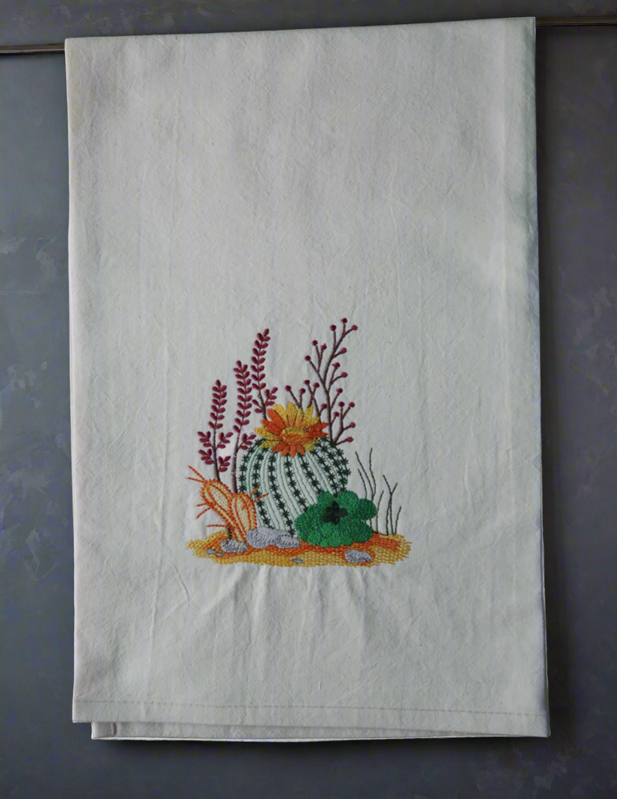 Cactus 2 - Embroidered Tea Towel