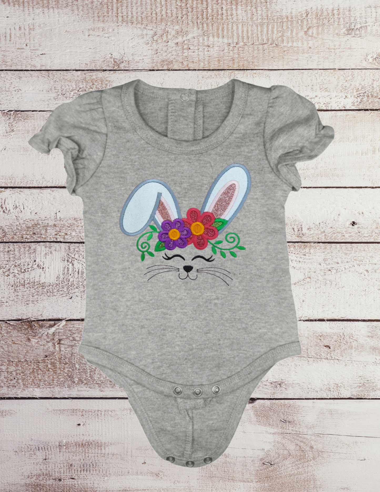 Bunny with Flower - Baby Bodysuit