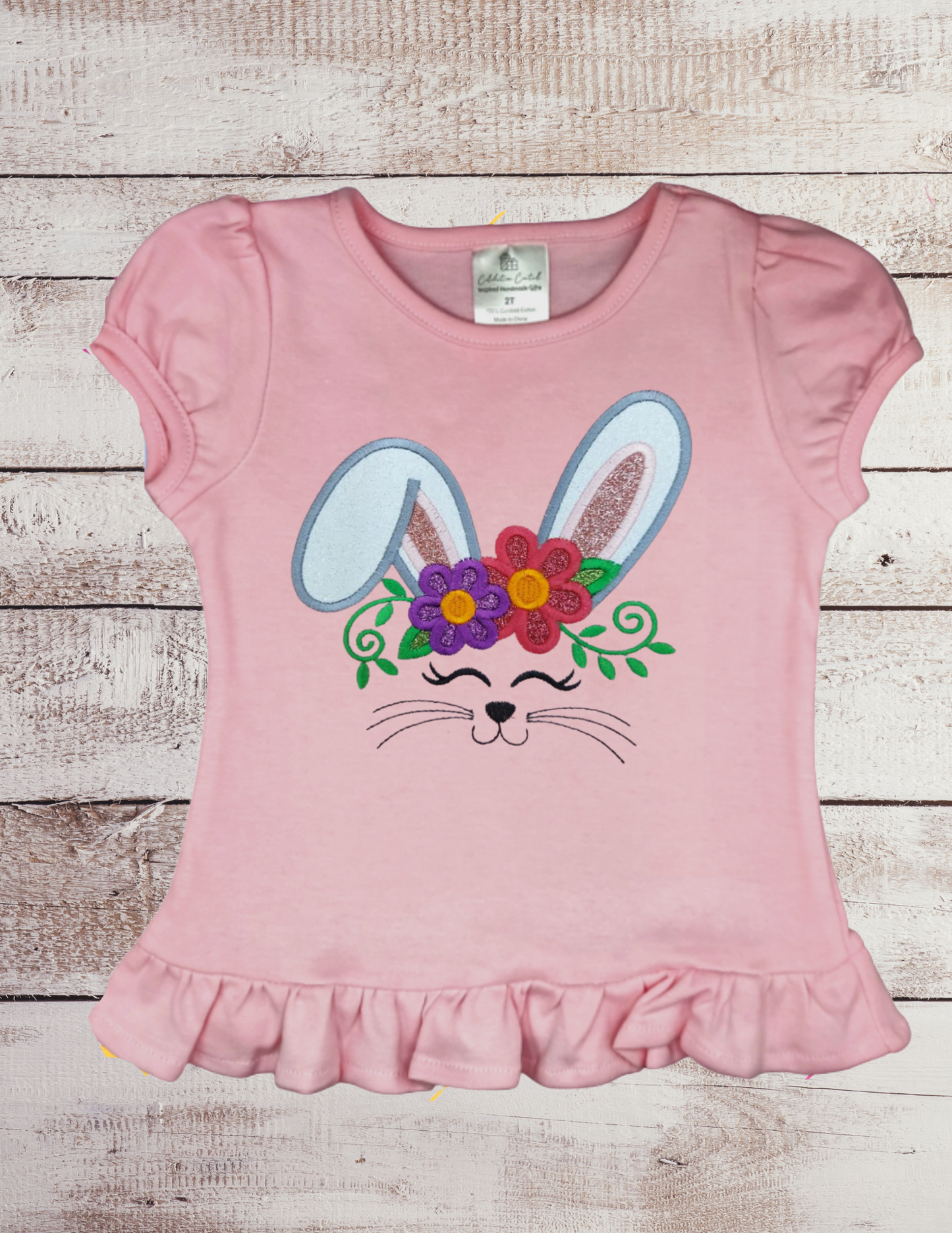 Bunny with Flowers - Toddler Top