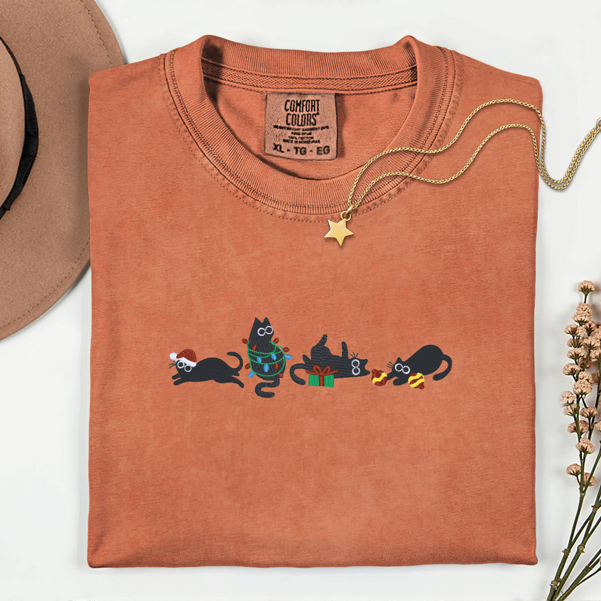 Embroidered Shirt-4 Black Cats