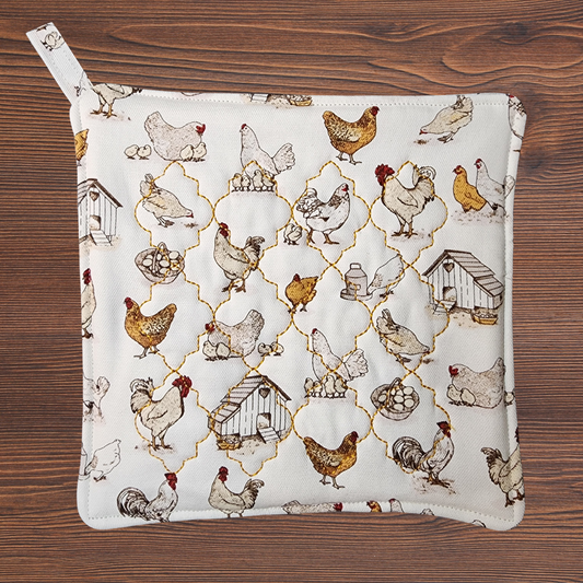 Embroidered Chicken Pot Holder