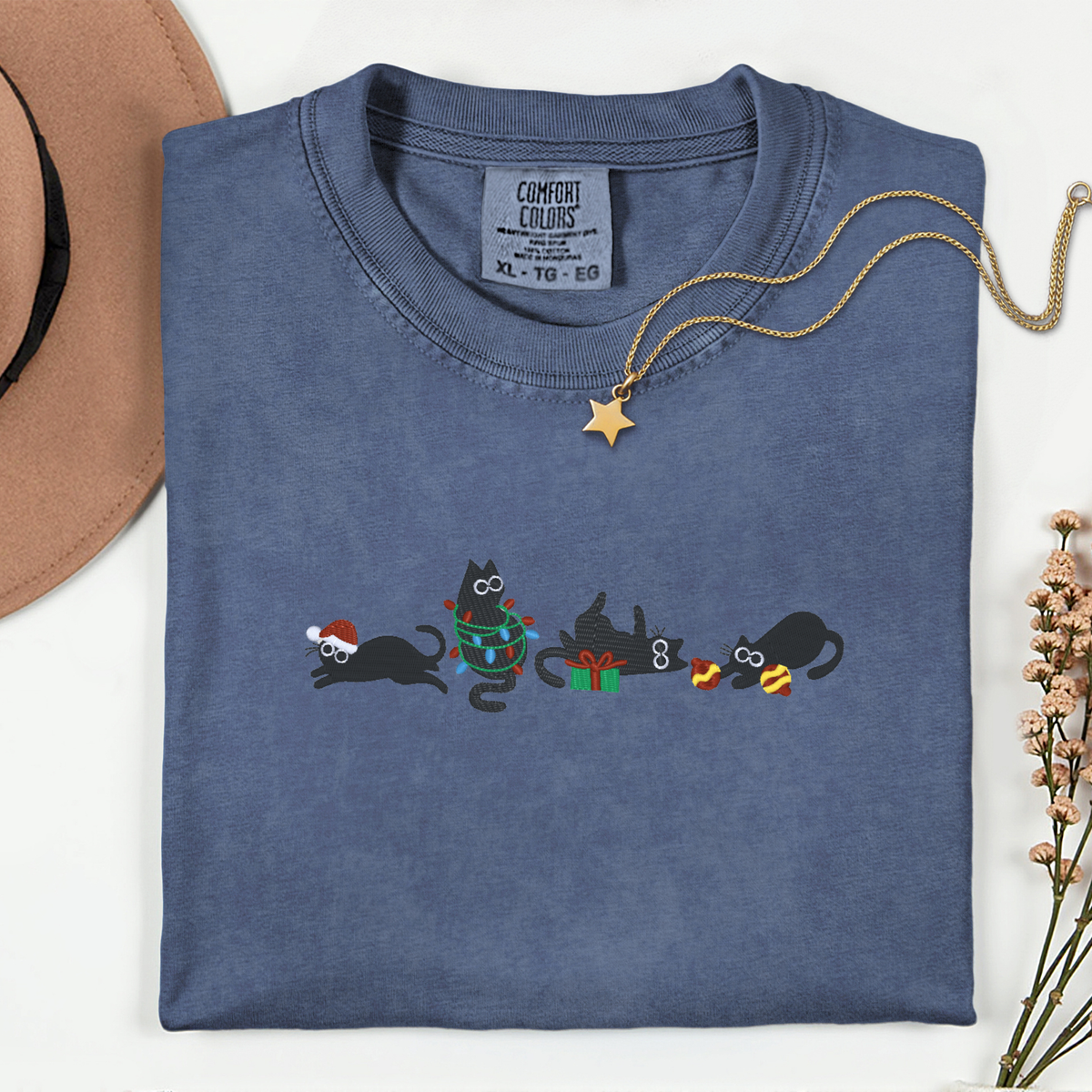 Embroidered Shirt-4 Black Cats