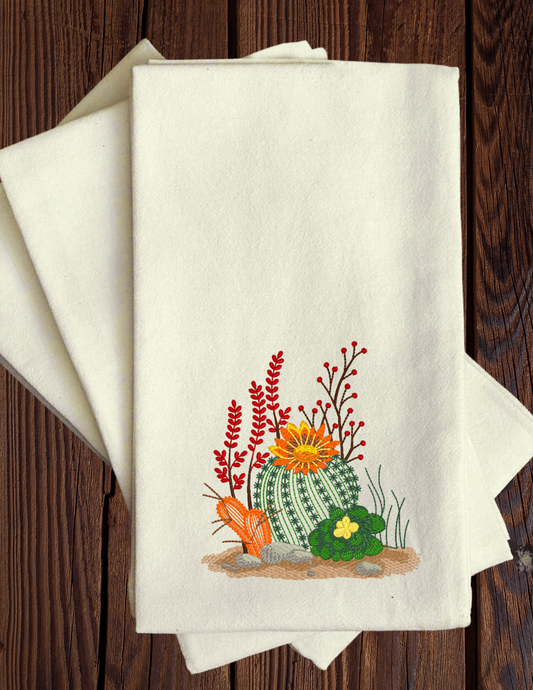 Cactus 2 - Embroidered Tea Towel