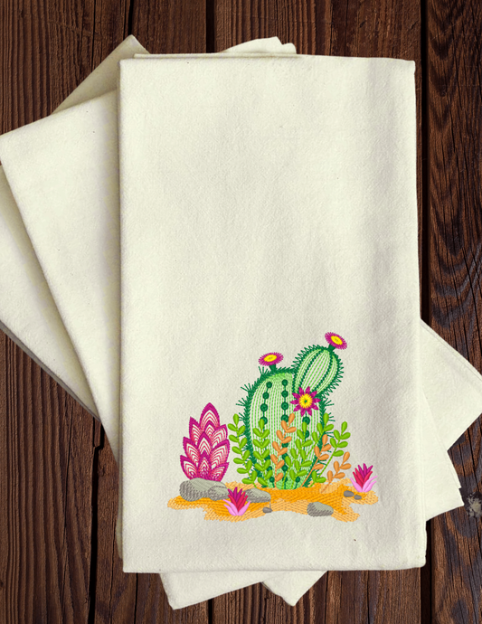 Cactus 1- Embroidered Kitchen Towel