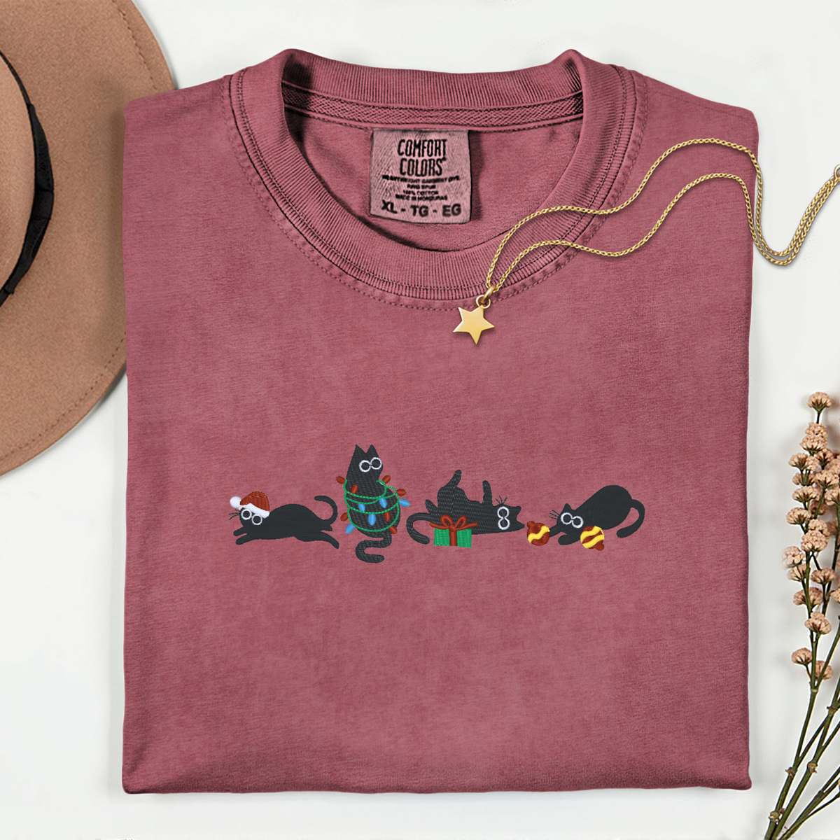 Embroidered Shirt-4 Black Cats