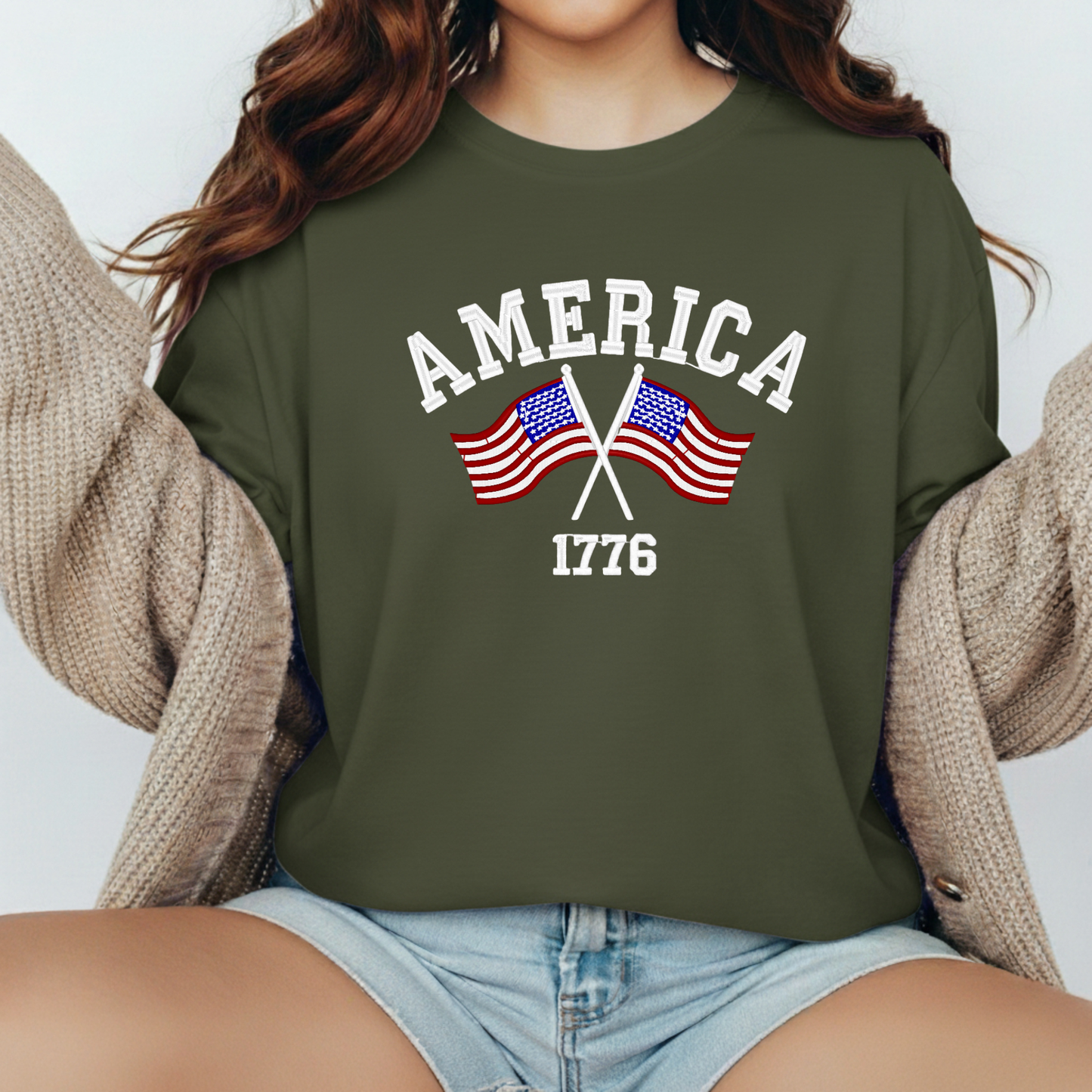 American Flag-Embroidered Shirt