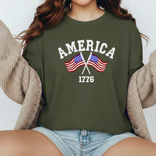 American Flag-Embroidered Shirt