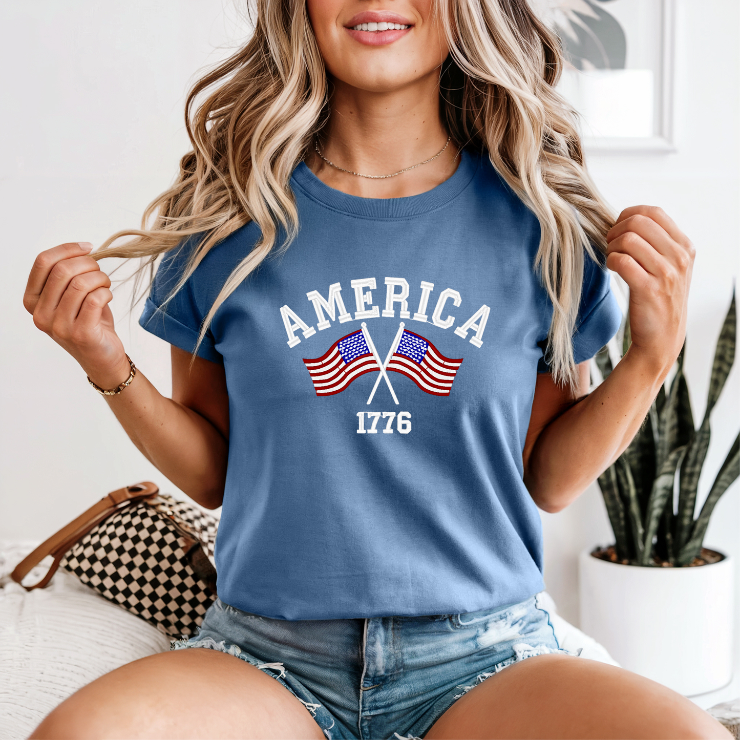 American Flag-Embroidered Shirt