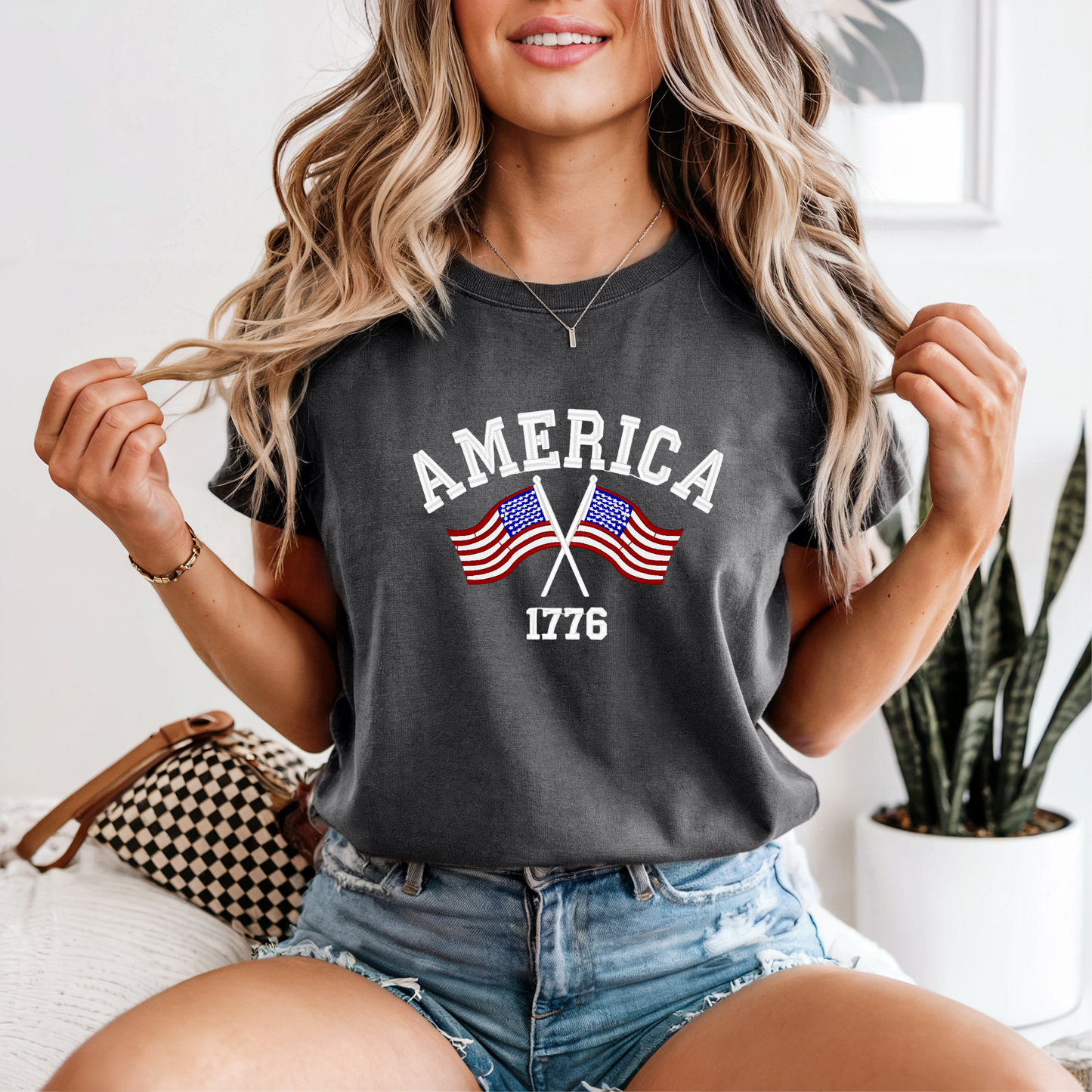 American Flag-Embroidered Shirt