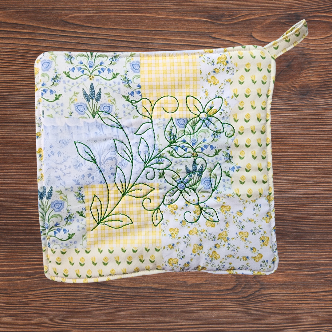 Texas Bluebonnet Embroidered Pot Holder