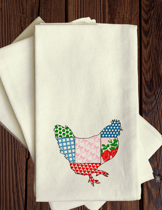 Embroidered Chicken Flour Sack Towel
