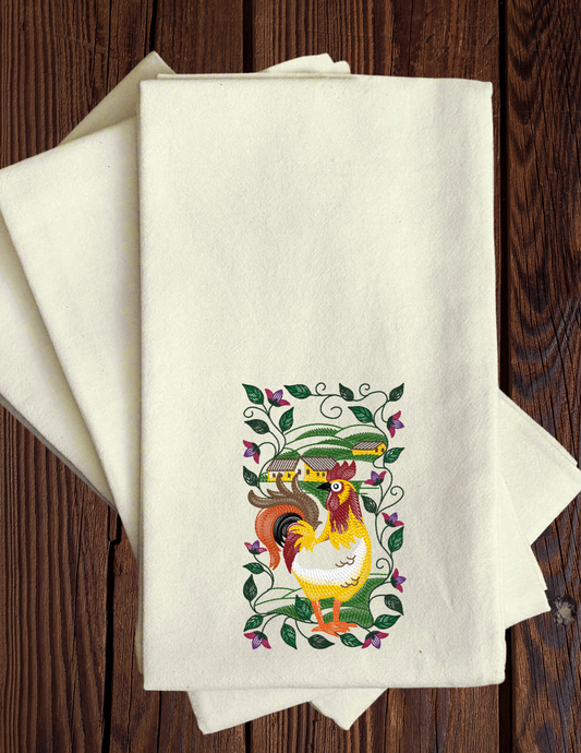 Rooster w/ Vines - Tea Towel