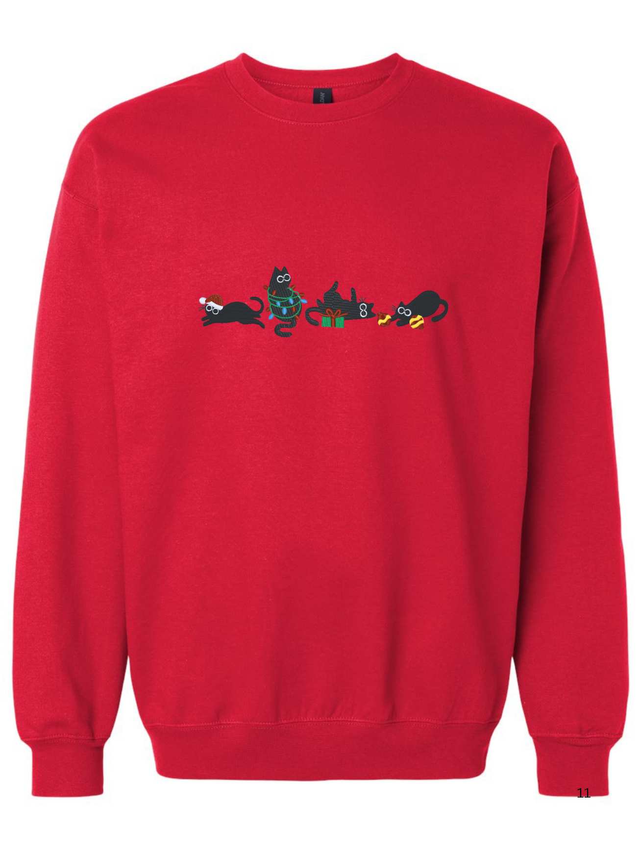 Cat Christmas-Embroidered Sweatshirt