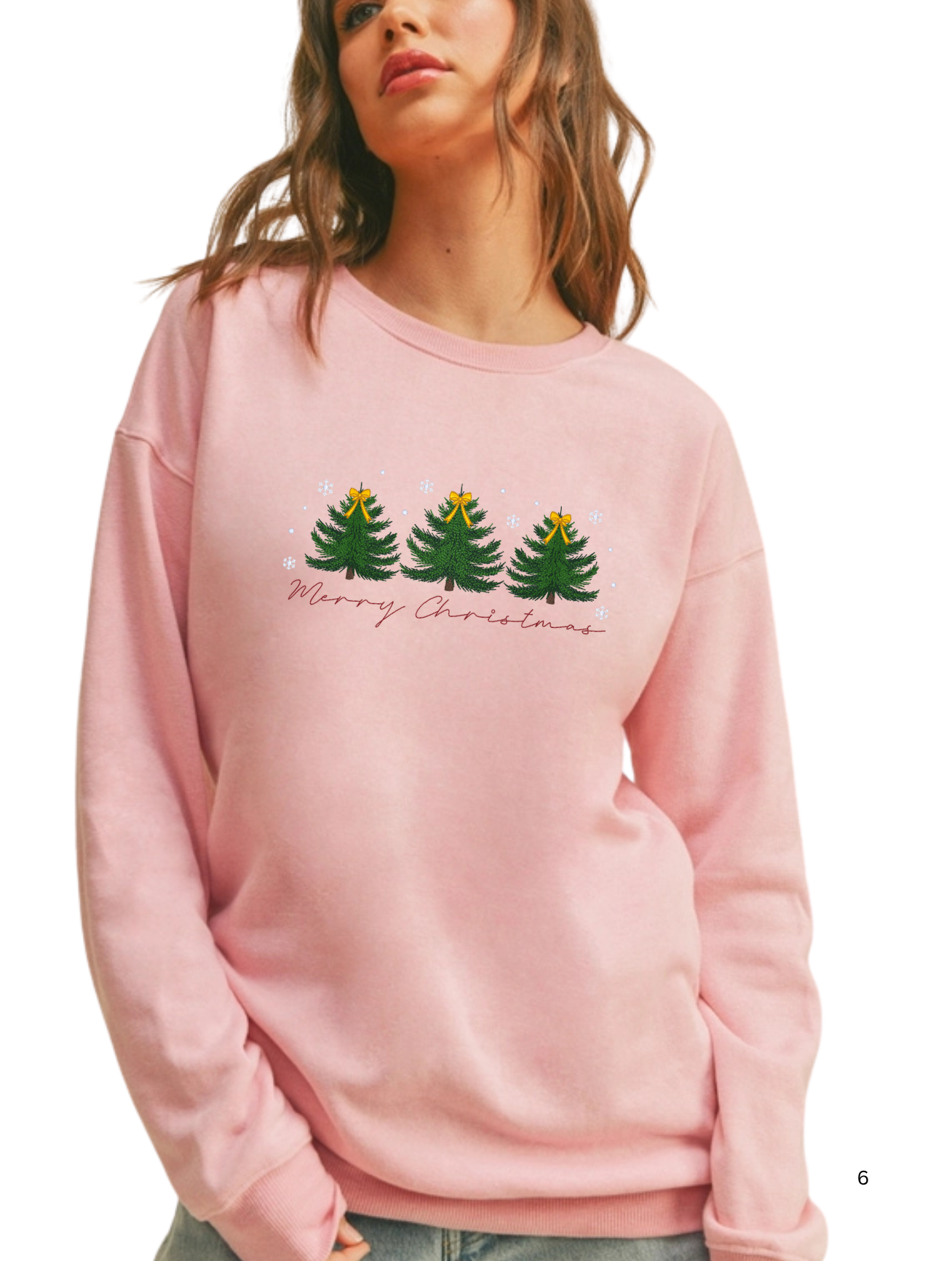 Christmas Tree-Embroidered Sweatshirt