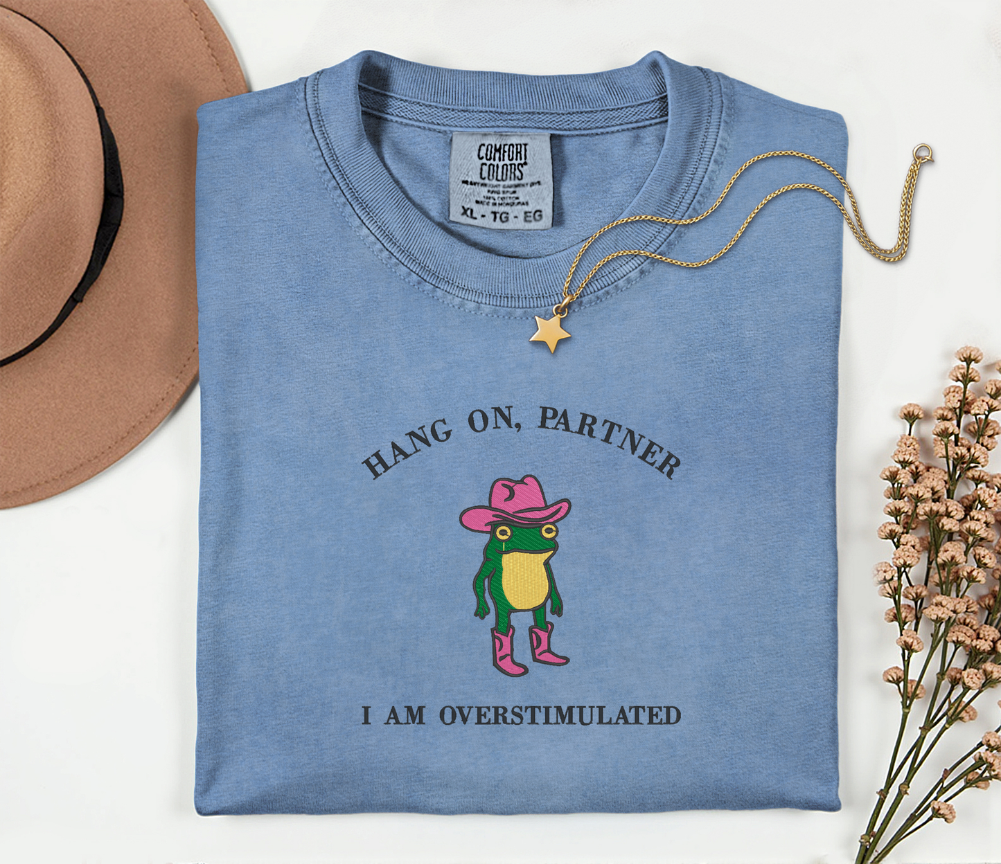 Hang On Partner-Embroidered Shirt