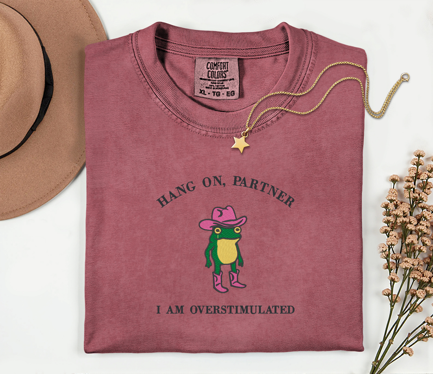 Hang On Partner-Embroidered Shirt