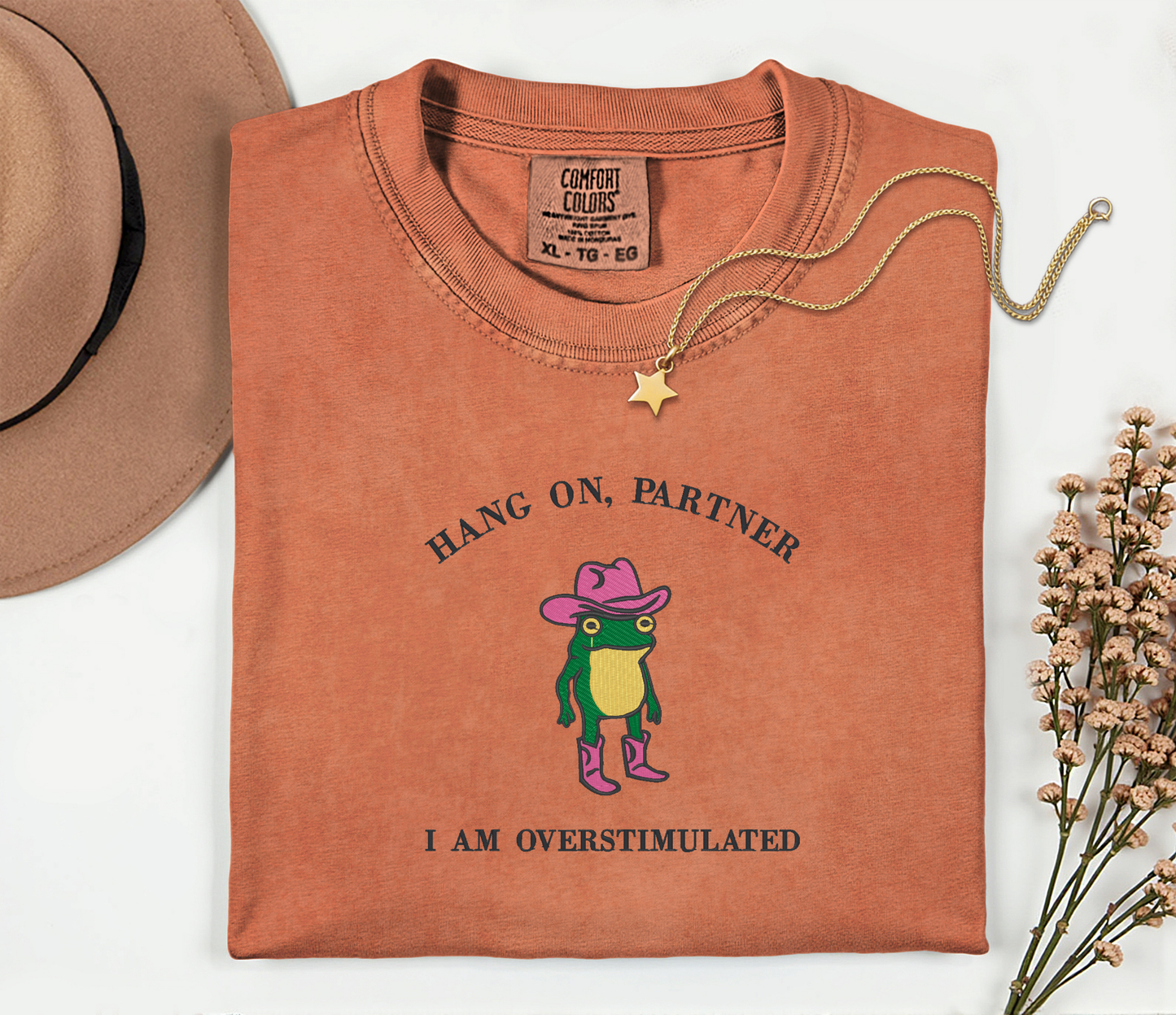 Hang On Partner-Embroidered Shirt