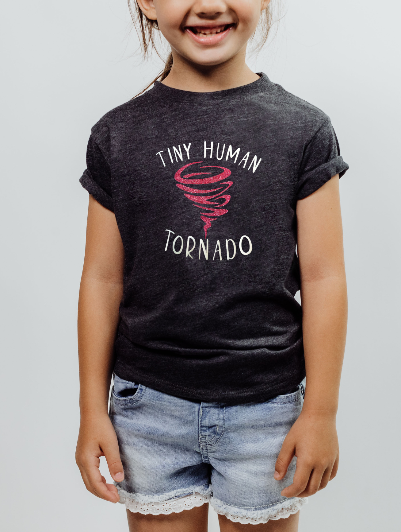 Tiny Human Tornado (Pink Glitter) - Toddler T-shirt