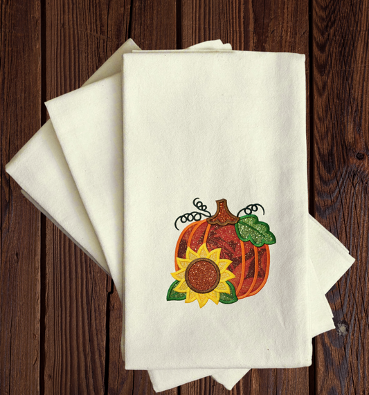 Single Pumpkin Embroidered Towel