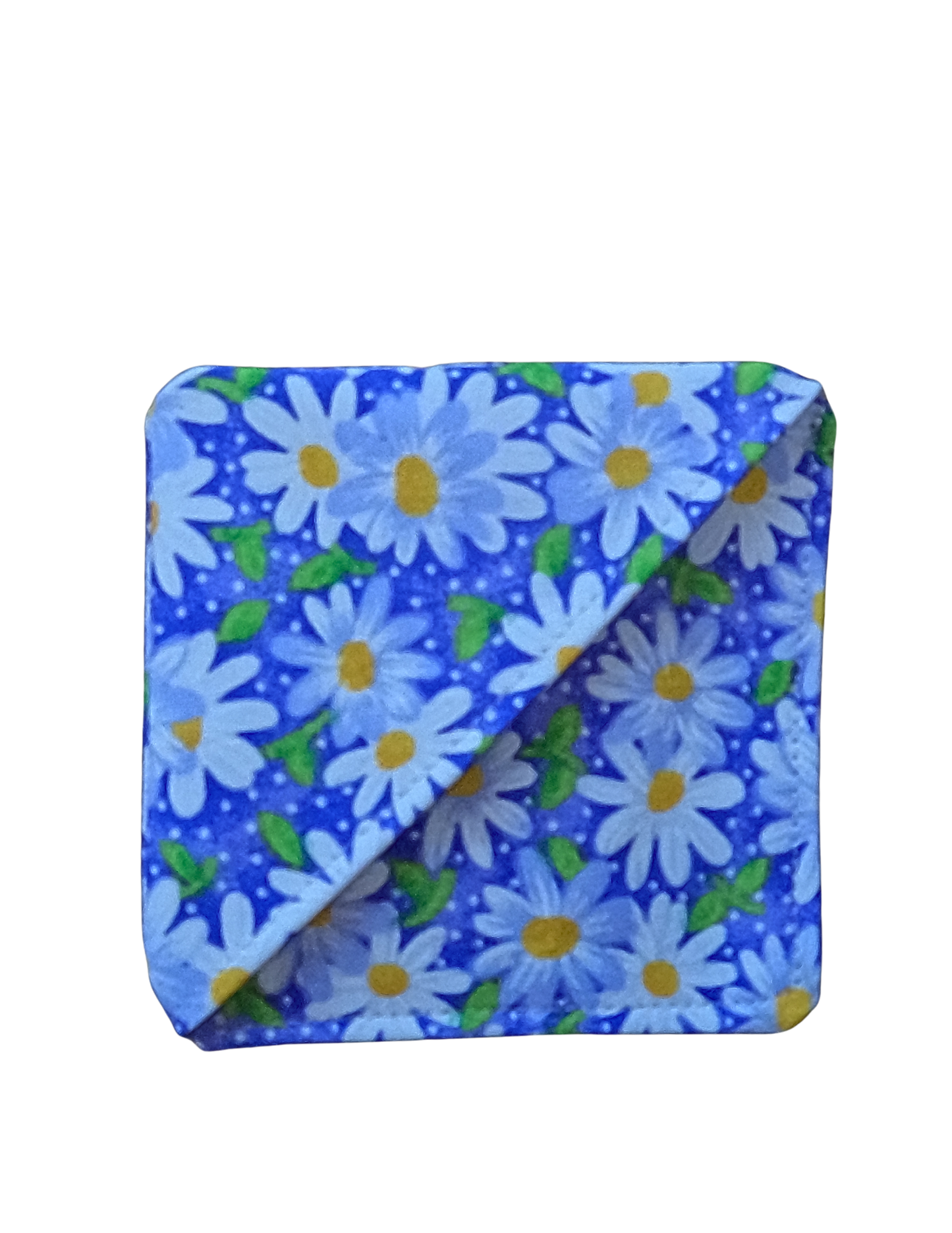 White Daisy Blue Background-Fabric Bookmark
