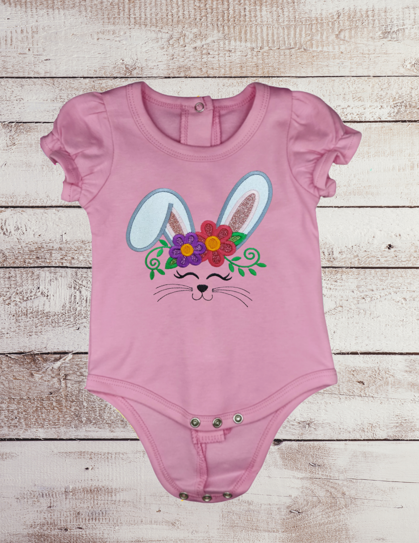 Bunny with Flower - Baby Bodysuit