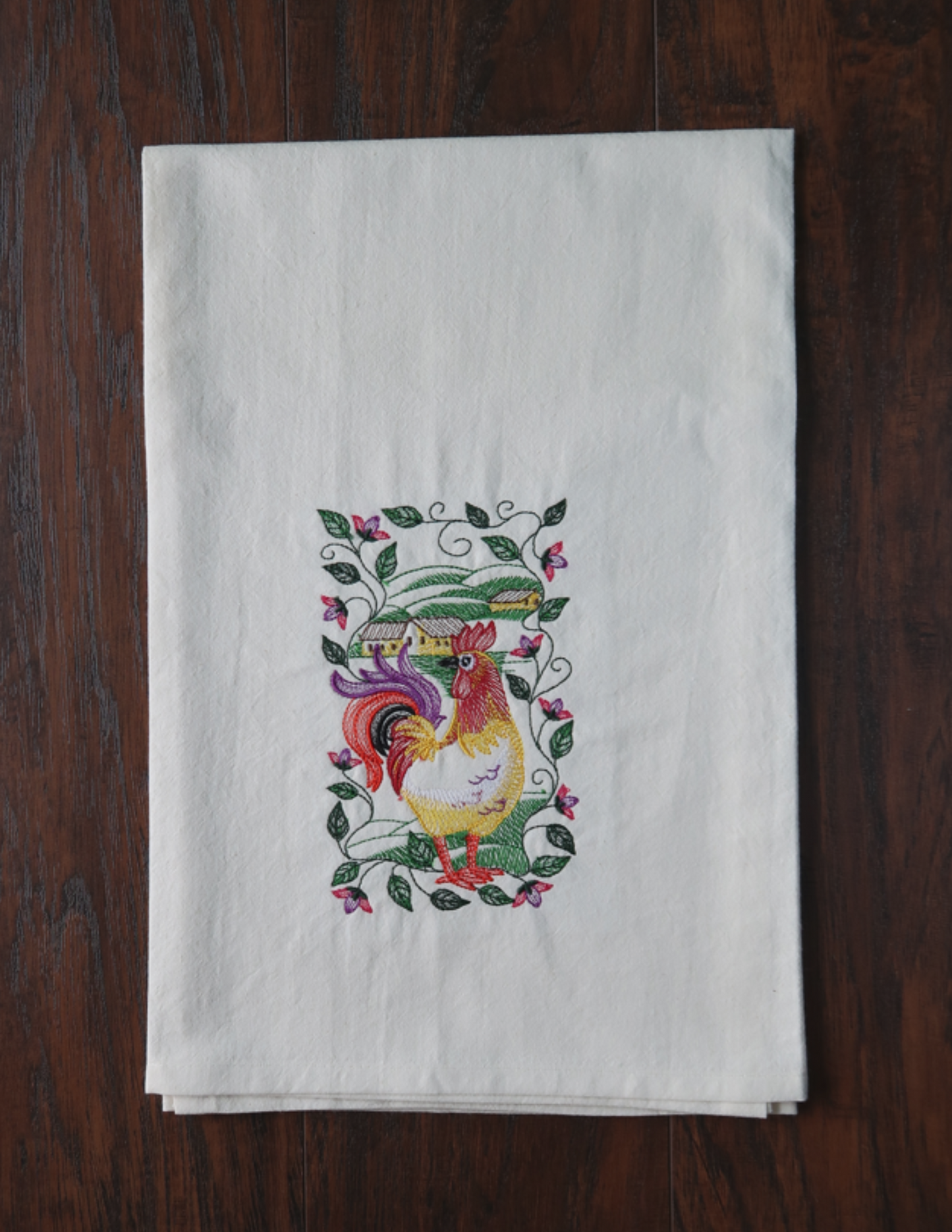 Rooster w/ Vines - Tea Towel