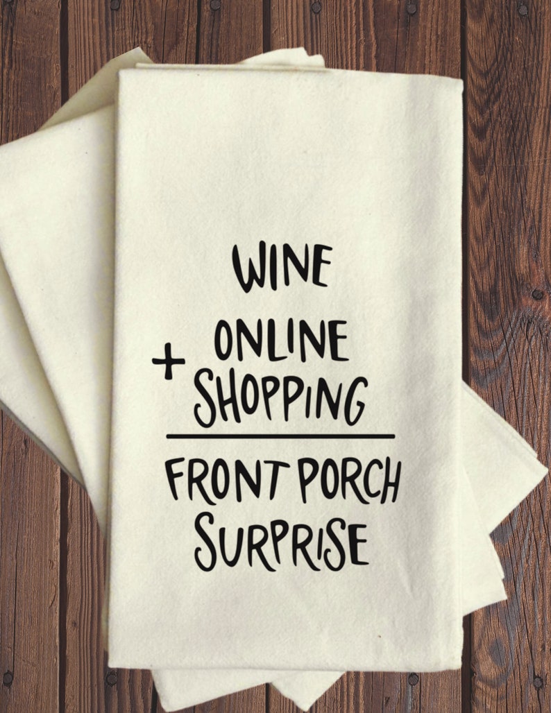 Wine + Online Shopping - Tea Towel