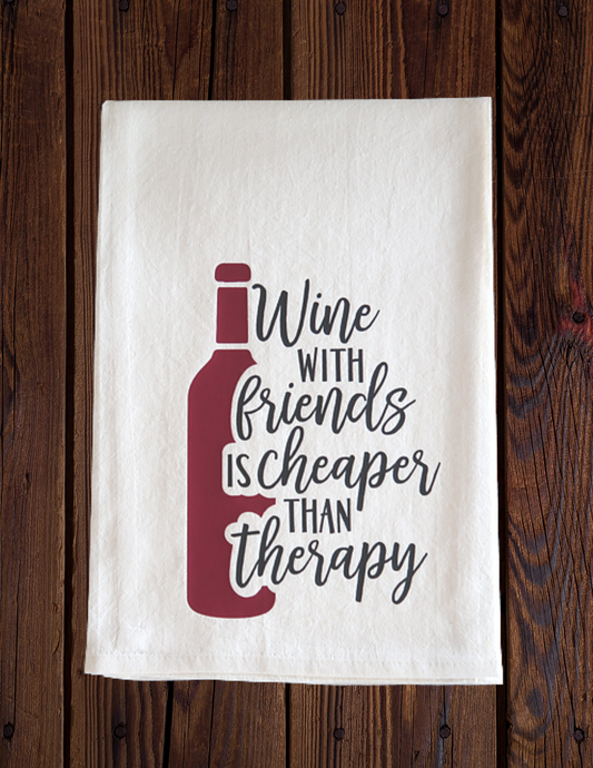 Wine With Friends - Tea Towel